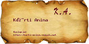 Kürti Anina névjegykártya